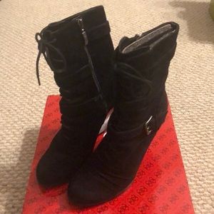 Guess Black  Suede Wedge Booties